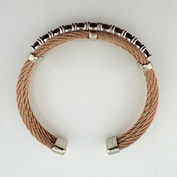 10 Ct Smokey Quartz Twisted Band Cuff Bracelet - Picture 9 of 13